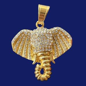BLING ELEPHANT PENDANT. STAINLESS STEEL AND CRYSTAL